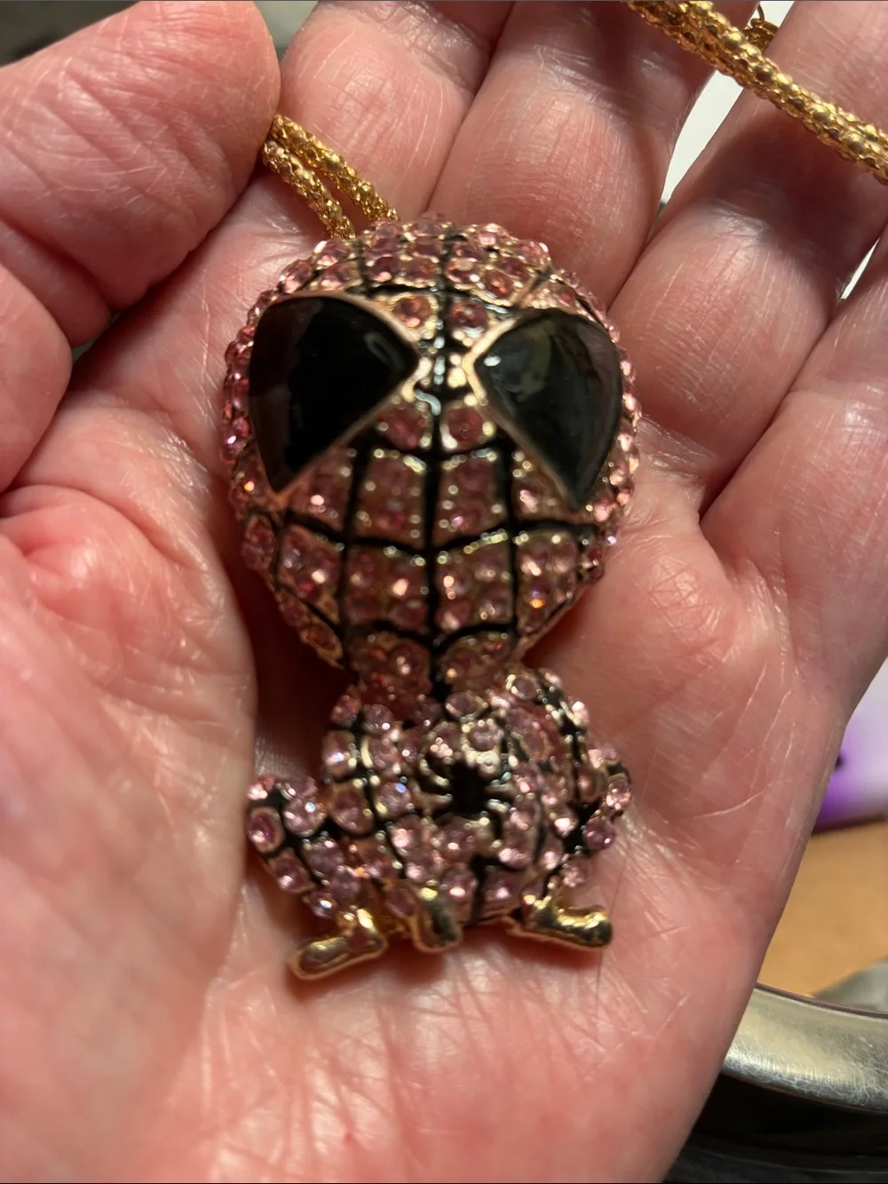 Spider-Woman Pink Pendant and Brooch combo w/chain